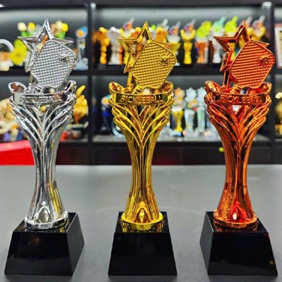 Cúp Pickleball Ngôi Sao M02 Cao 29cm Mạ Vàng, Bạc, Đồng