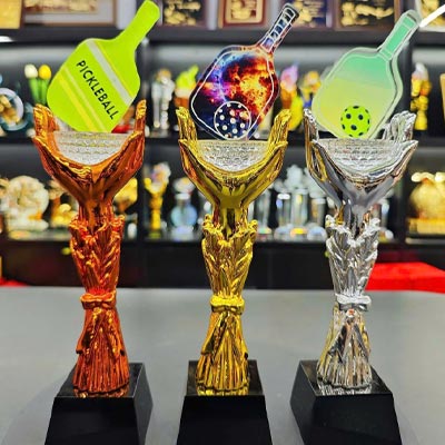 Cúp Pickleball Champion M10 Cao 35cm Mạ Vàng, Bạc, Đồng