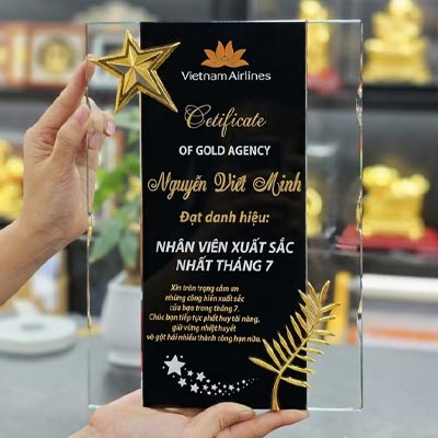 Bảng Vinh Danh, Kỷ Niệm Chương Pha Lê Mẫu 08 KT 20cm x 28cm