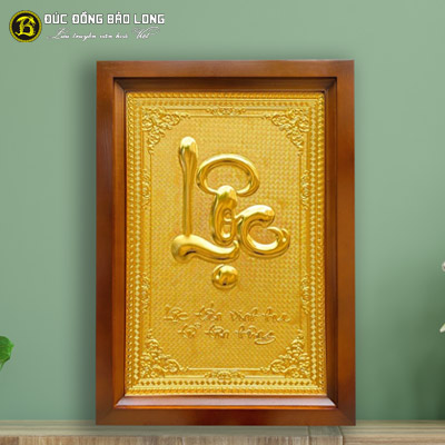 Tranh Chữ Lộc Bằng Đồng Mạ Vàng 24k Khổ 48cm x 68cm