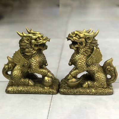 Kỳ Lân Phong Thuỷ Bằng Đồng Cao 12cm