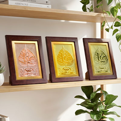 Quà Tặng Tranh Chữ Lộc Lá Bồ Đề Bằng Đồng Khổ Nhỏ 15cm x 20cm