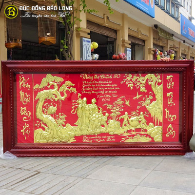 Tranh Mừng Thọ Ông Bà Cha Mẹ Tuổi 80 Bằng Đồng Khổ 1m76 x 89cm