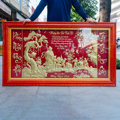 Quà Tặng Tranh Mừng Thọ Cụ Ông Tuổi 80 Bằng Đồng Khổ 1m55 x 88cm