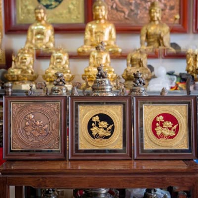 Tranh Hoa Sen Bằng Đồng Khổ Vuông 42cm