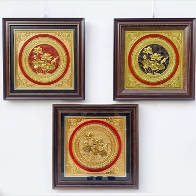 Tranh Hoa Sen Bằng Đồng Khổ Vuông 52cm