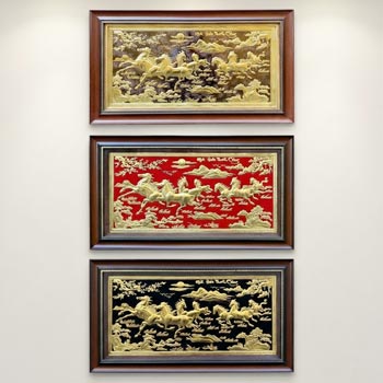 Tranh Mã Đáo Thành Công Bằng Đồng Khổ Nhỏ 40cm x 70cm (55cm x 95cm)