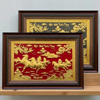 Tranh Mã Đáo Thành Công Bằng Đồng Dát Vàng Khổ 50cm x 70cm