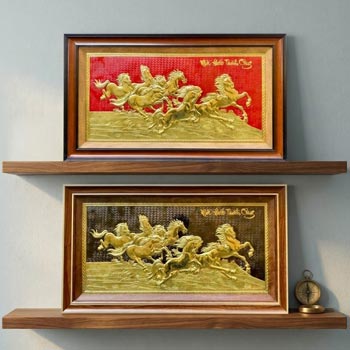 Quà Tặng Tranh Mã Đáo Thành Công Bằng Đồng Khổ Nhỏ 50cm x 90cm